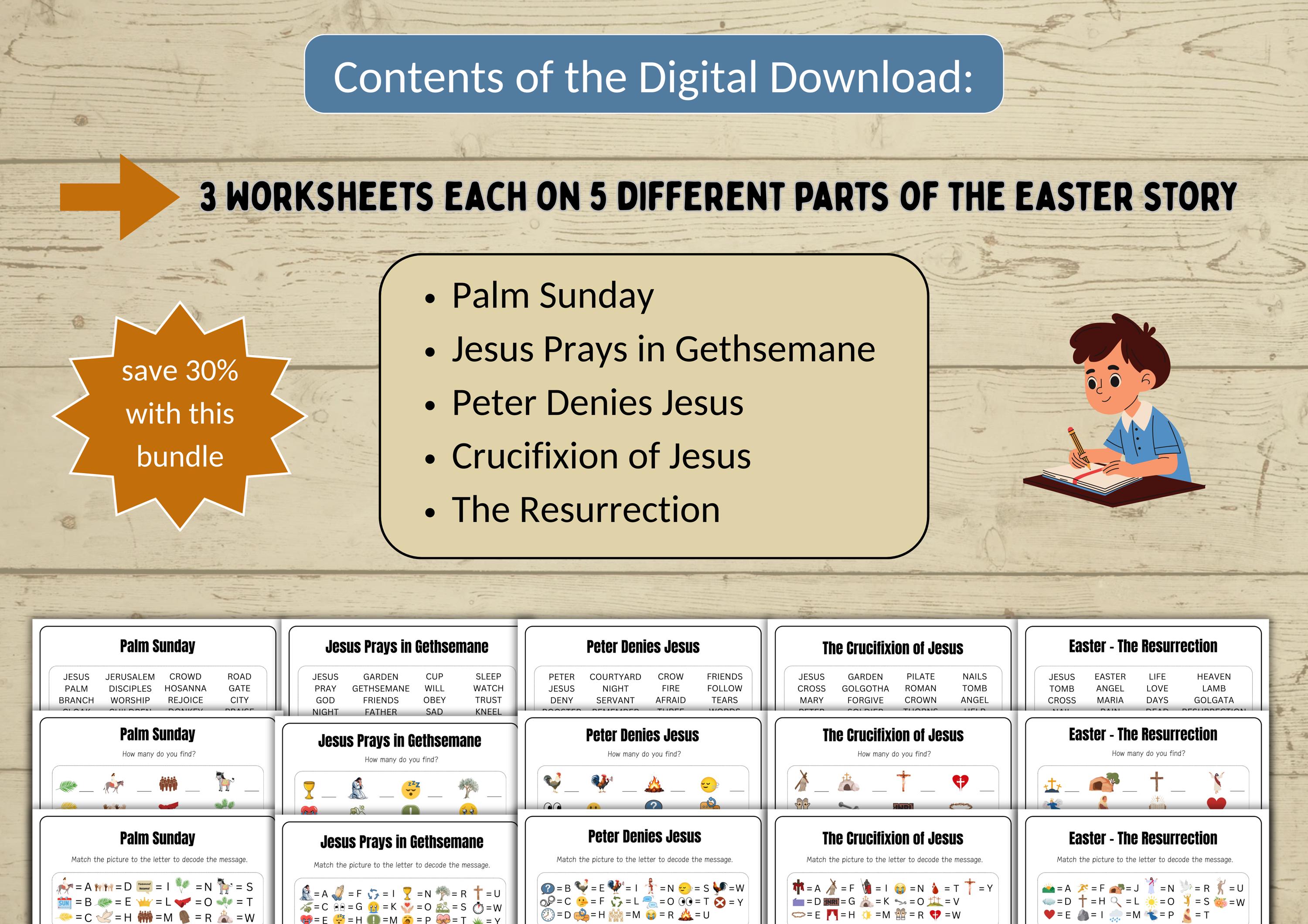 Church Easter Riddle Easter Story Puzzle Bundle - 15 Printable Bible Riddles for Kids ...
