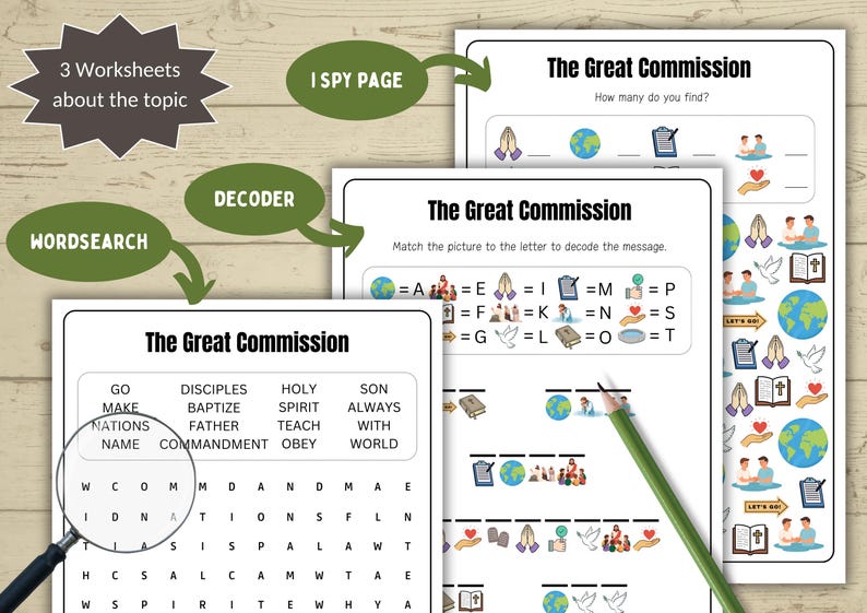 The Great Commission Puzzle Bundle for Kids | Bible Activity Sheets ...