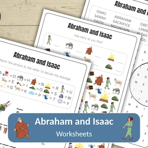 Abraham and Isaac Worksheets pack of 3 Activitysheet Bundle Bible Activity for Kids Sunday School Homeschool Church Bibleactivity Puzzle