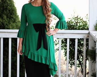 LillyAnnaKids Ladies Mandy Peplum Bow Shirt top LALA