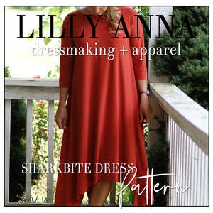 LALA LillyAnnaLadies Sharkbite Dress PDF Sewing Pattern Digital Modest image 1