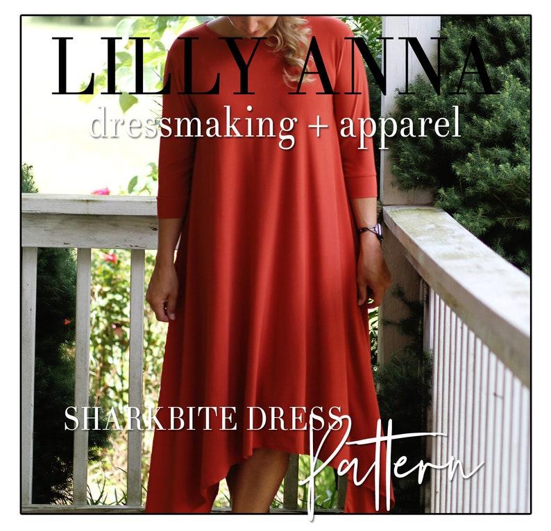 LALA LillyAnnaLadies Sharkbite Dress PDF Sewing Pattern Digital Modest image 1