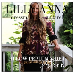 LALA LillyAnnaLadies High Low Ruffle Shirt PDF Sewing Pattern Digital Modest