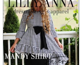 LillyAnnaLadies Mandy Shirt Peplum PDF Pattern Digital Modest