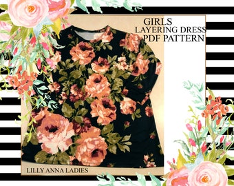 LALA LillyAnnaKids Girls Layering DRESS PDF Sewing Pattern Digital Modest