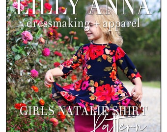 LALA Girls Natalie Peplum Shirt PDF Sewing Pattern Digital Modest