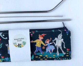 Reusable Straw Pouch - Plastic Free - Straw Case  - Reusable Bag - Ecofriendly - Straw Pouch - Metal Straw - Oz Tin Man Dorothy