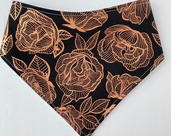 Rose Gold Bandana Bib, Floral, Metallic, Blush, Drooling, Gift for Baby, Sarita Baby, Bibdana Bib, Gift Under 15