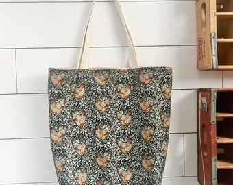 Bolso de mano de pollos, bolso de mercado, bolso de mercado de agricultores, bolso de mano de lona, regalos para esposa, bolso de mano grande, regalo menor de 60 años, regalo para amante del pollo