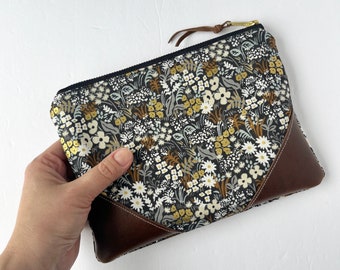 Bolsa con cremallera, bolsa decorativa de cuero, embrague, bolsa con cremallera floral, bolsos y monederos, regalo para novia, regalo para menores de 40 años, regalo para ella, bolsa neutra