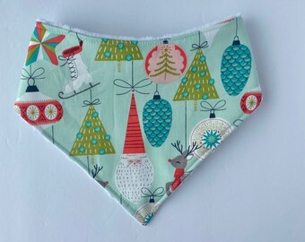 Christmas Ornaments Bandana Bib, Christmas Bib, Drooling - Gift for Baby - Sarita Baby - Bibdana, Stocking Stuffer, gift under 15