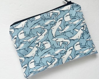 Sharks Snack Bag, Reusable Snack Bag, Zippered Snack Bag, Gift Under 10, Ecofriendly Gift, Kids Lunch Bag