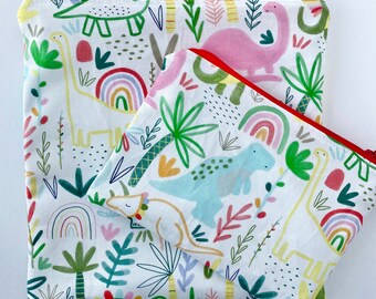 Dinosaur Snack Bag, Reusable Bag, Ecofriendly, Sustainable, Canadian Made, Sarita Baby, Gift  Under 20