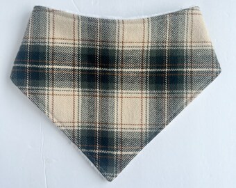 Plaid Bandana Bib, Flannel Bib, Drooling - Gift for Baby, Sarita Baby, Neutral BabyGift, Earth Tones