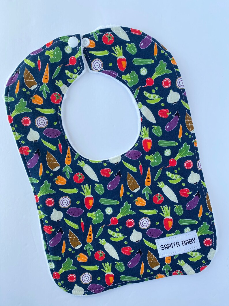 Baby Bib Sarita Baby Made in Canada Gender Neutral Baby Gift Baby Shower gift Vegetable Garden Feeding Bib Gift Under 15