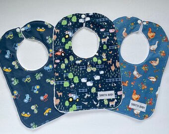 Farm Baby Bibs Gift Set, Tractor, Chickens, Cows, Gift for Baby, Baby Shower Gift, Gift Under 40, gender neutral