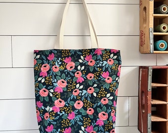 Farmers Market Tote, Rifle Paper Co Market Tote, Floral Tote Bag, Canvas Tote Bag, Gifts For Wife, Large Tote Bag, Floral Bag, Gift Under 60
