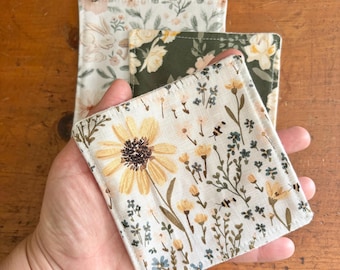 Reusable Makeup Remover Pads, Floral Cotton & Bamboo Terry, Set of 3