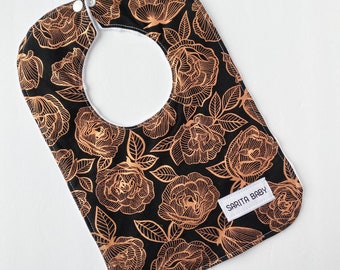 Floral Lace Baby Bib - Made in Canada - Gift for Baby - Baby Shower Gift - Handmade Gift - Sarita Baby, Gift Under 15 rose gold, blush