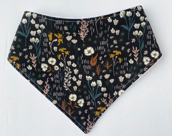 Earth Tone Floral Bandana Bib - Fall, Drooling - Gift for Baby - Sarita Baby, Bibdana, Baby Girl, Teal