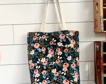 Rifle Paper Co Market Tote, Farmers Market Tote, Floral Tote Bag, Canvas Tote Bag, Gifts For Wife, Large Tote Bag, Floral Bag, Gift Under 60