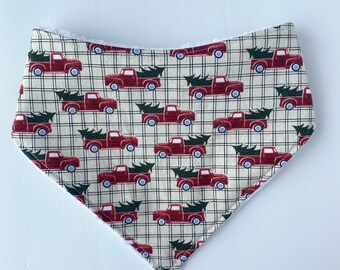 Christmas Truck Bandana Bib, Christmas Bib, Drooling - Gift for Baby - Sarita Baby - Bibdana, Stocking Stuffer, gift under 15