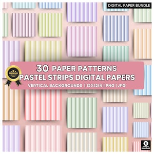 Pastel Stripes Digital Papers – Soft Vertical Stripe Patterns – Seamless Invitation Backgrounds – Baby Shower & Wedding Designs – Stripe Art