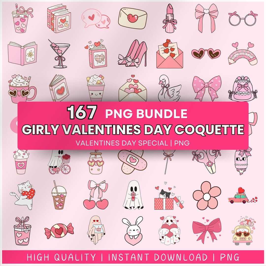 150+ Girly Valentine Day Coquette PNG Bundle - Feminine Valentine’s Day ...