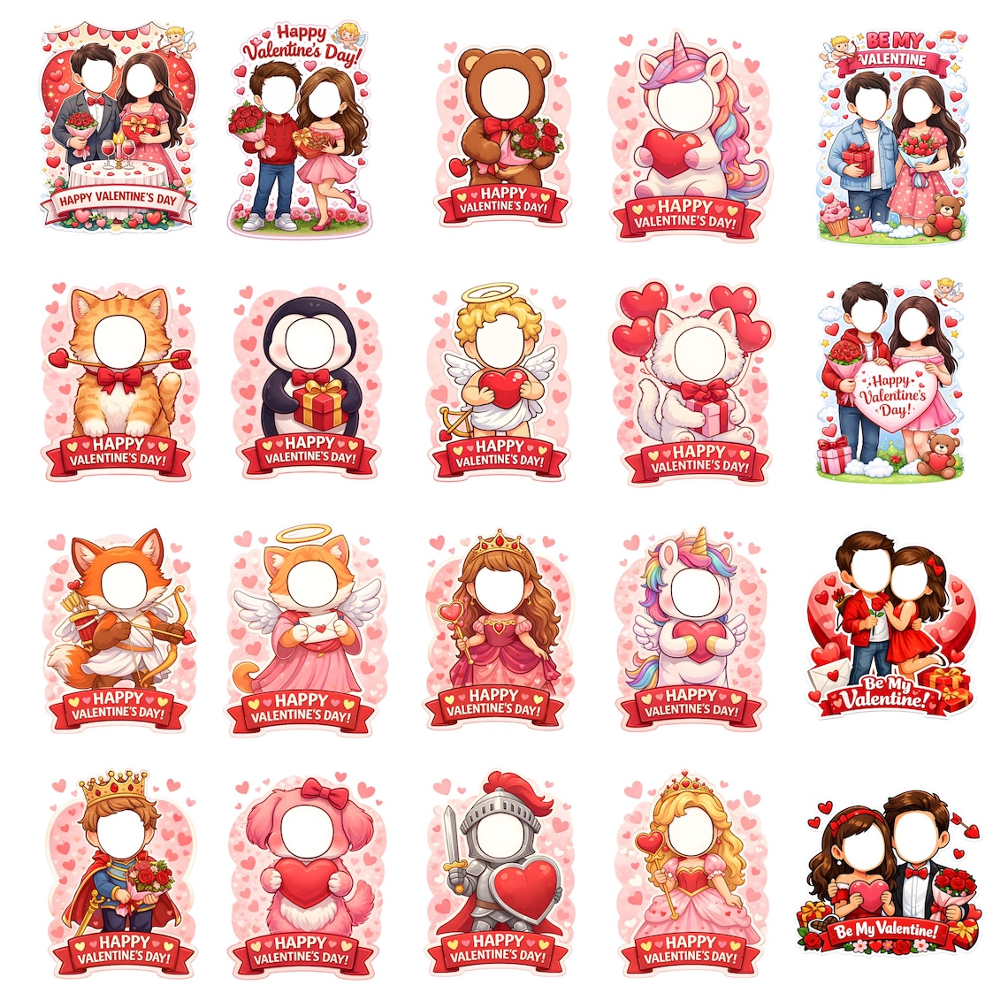 Valentine Cupid Face Cutouts – Editable Valentine Face Templates ...