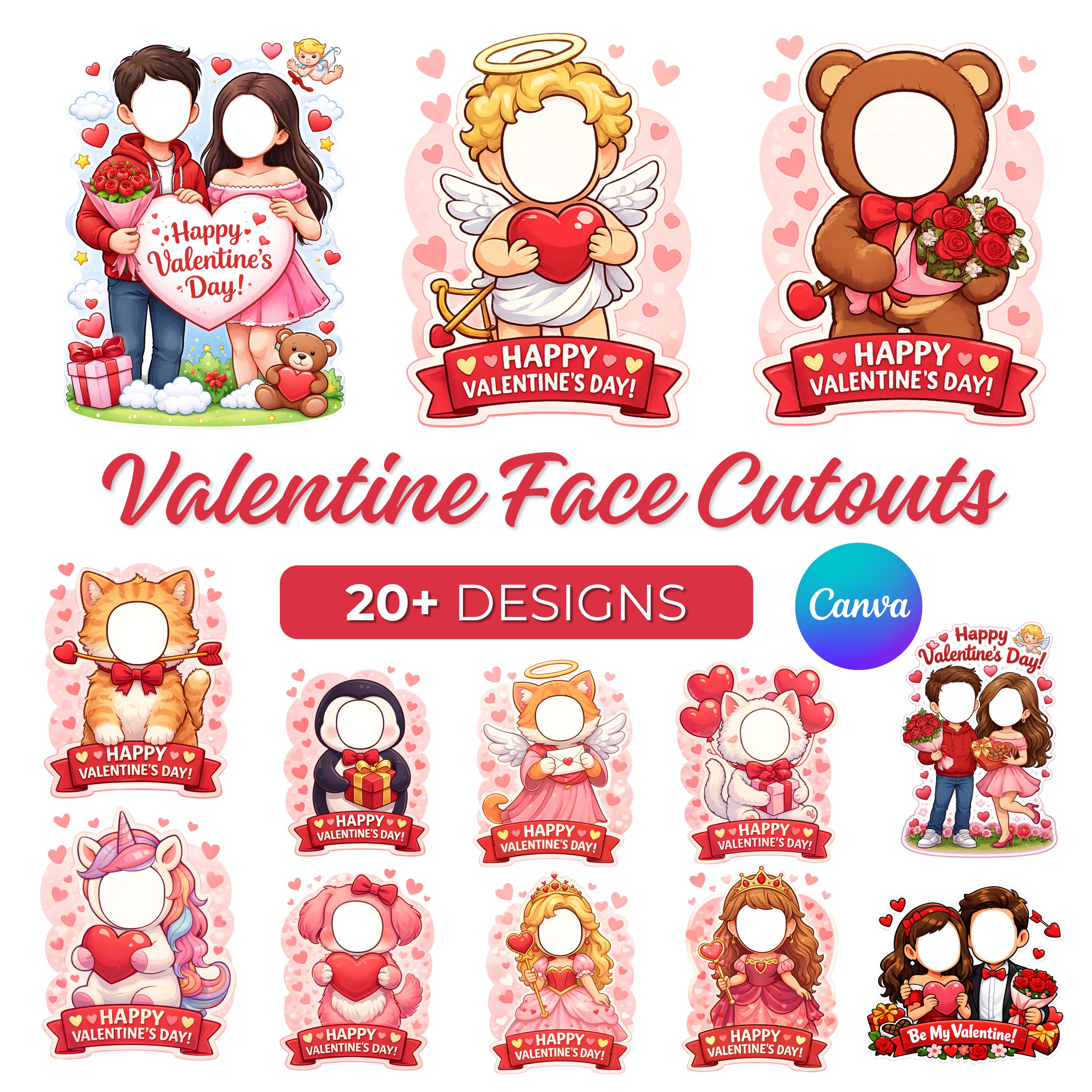 Valentine Cupid Face Cutouts – Editable Valentine Face Templates ...