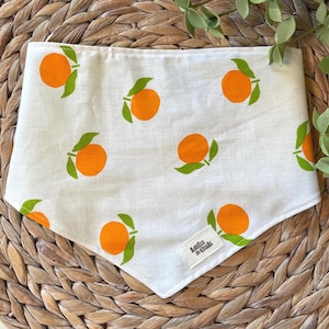 Oranges Dog Accessory Fruit Dog Bandana Tie On Scarf for Pet Summer Bandana Handmade Pet Accessory Florida Scarf Girl Dog Gift for Pet Owner