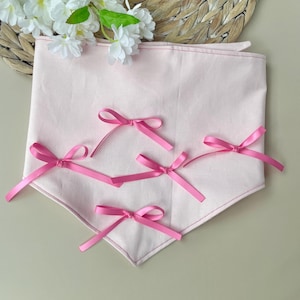Pink Bow Bandana Girl Dog Scarf Coquette Pet Accessory Tie On Bandana Pink Dog Neckwear for Pet Gift for Puppy Neckerchief Cat Accessory