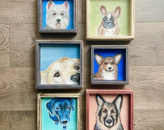 Hundeportrait im Holzrahmen, Einzelstück, Hundeliebhaber, Geschenk für Hundeliebhaber, Originalbild für neues Zuhause, Geschenk für Hundemama