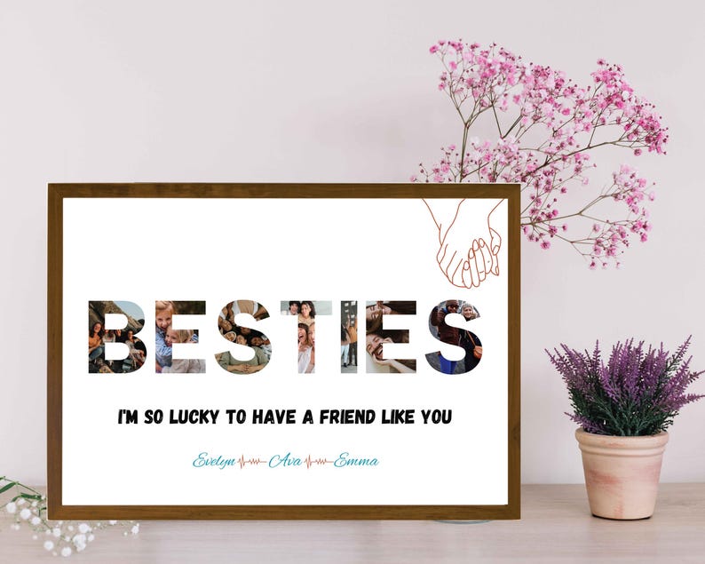 Personalised Best Friend Photo Collage, Wall Art Print, Best Friend ...