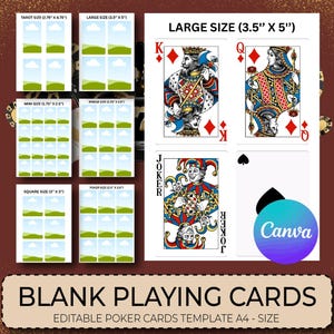 Poker Card Canva Editable Template, Editable Trading Card, Blank Playing Cards Templates, Play Card Canva Template, Card Sublimation Designs