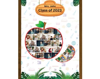 Apple School Photo Collage, Gift for Teacher, Personalized Teacher Appreciation Gift, School Graduation Photo, Apple Photo Collage, Canva
