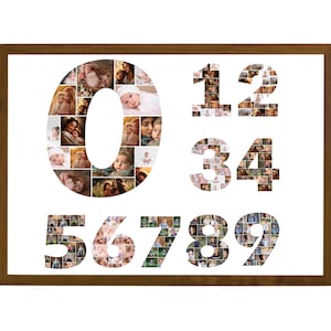 Canva Frames Template, Editable Canva template, Numbered photo collage frame: 0-9, Personalized Canva Number Collage, Editable Photo Collage