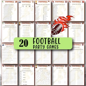 20 Football Party Games Bundle, Football Party Activities, Football Games Ideas, Football Games for Kids & Adults, Football Party Trivia