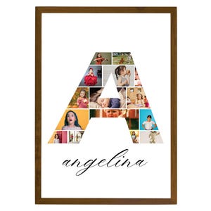 Letter A Photo Collage Template, Drag And Drop Photo, Fillable Letter, Alphabet Storyboard Memorial, Drag And Drop Letters Collage, Canva