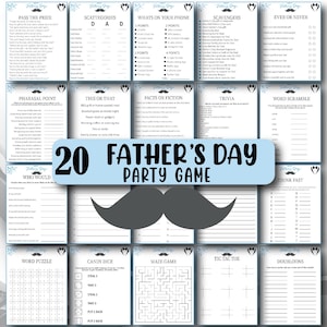 Pacchetto di giochi per la festa del papà, giochi per la festa del papà, pacchetto di divertimento per famiglie, quiz sulla festa del papà, gioco di indovinelli per la festa del papà, attività per la festa del papà