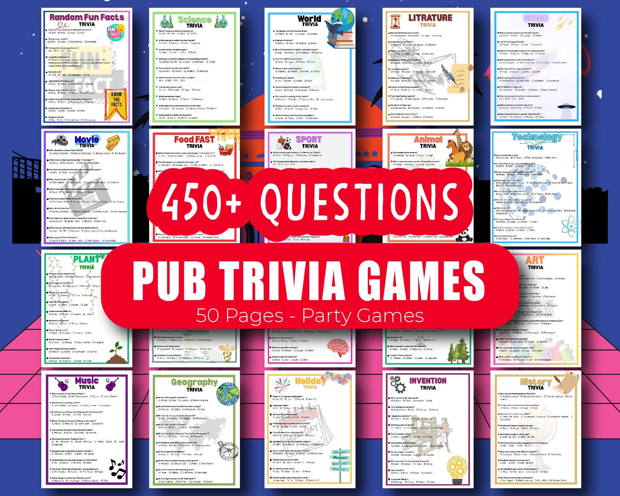 Pub Trivia Games Bundle, Trivia Night Games, History Trivia, Trivia ...