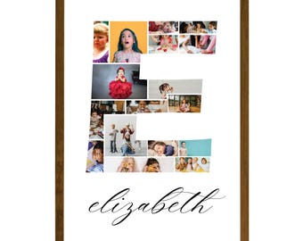 Letter E Photo Collage Template, Drag And Drop Photo, Fillable Letter, Alphabet Storyboard Memorial, Drag And Drop Letters Collage, Canva