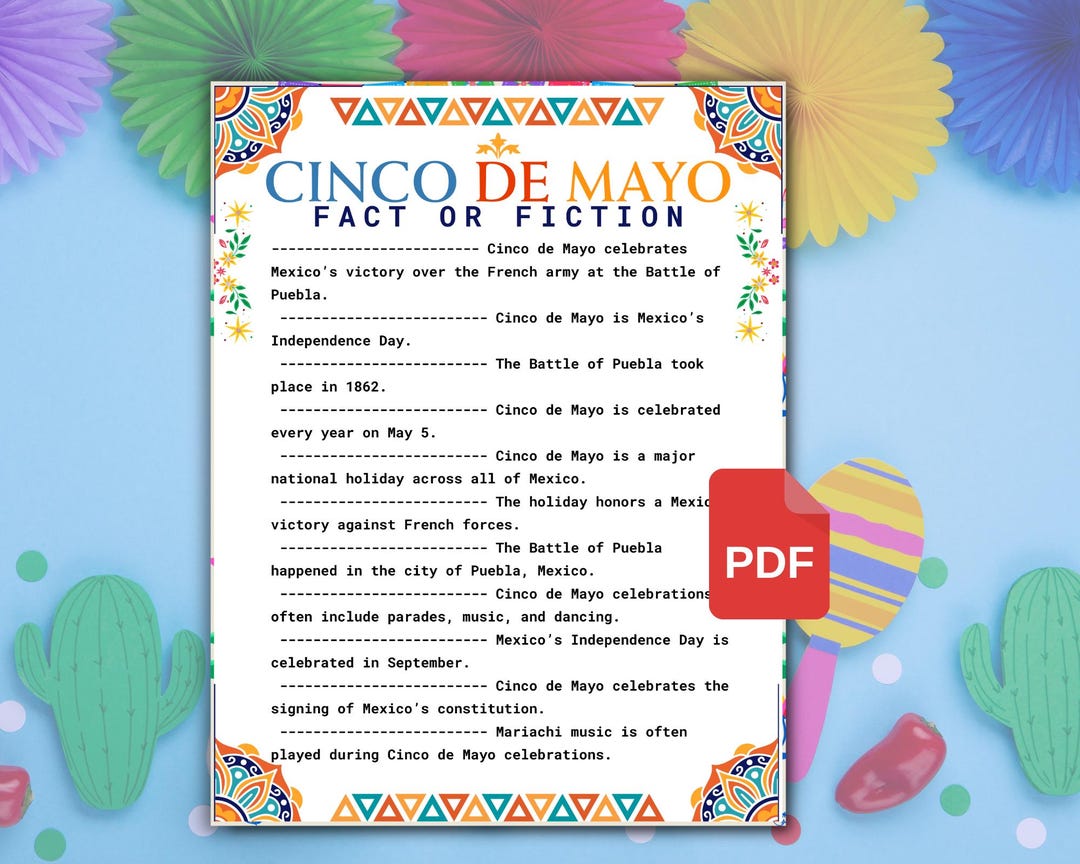Cinco De Mayo Fact or Fiction Game, Mexican Party Game, Cinco De Mayo ...