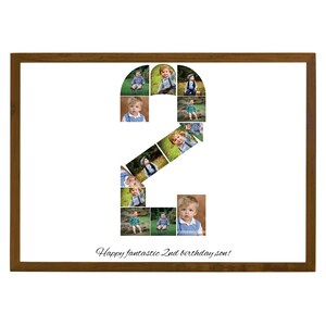 Birthday Number 2 Photo Collage, Birthday gift, Editable 2nd Birthday Photo Poster Template, Second Birthday Photo Milestone Sign, Canva