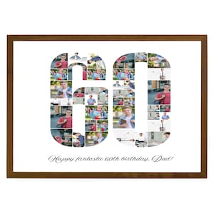 60th Birthday Photo Collage Template, Him/Her, Mom, Birthday Gift Grandma/Grandpa, Personalized 60th Birthday Gift for Women, Family Gift