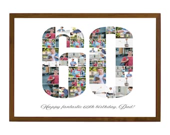 60th Birthday Photo Collage Template, Him/Her, Mom, Birthday Gift Grandma/Grandpa, Personalized 60th Birthday Gift for Women, Family Gift
