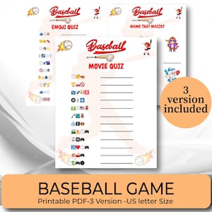 Baseball Team Party Games, Baseball Games Bundle, Baseball Quiz Party Game, Baseball Games, Boys Summer Sports Birthday Activities