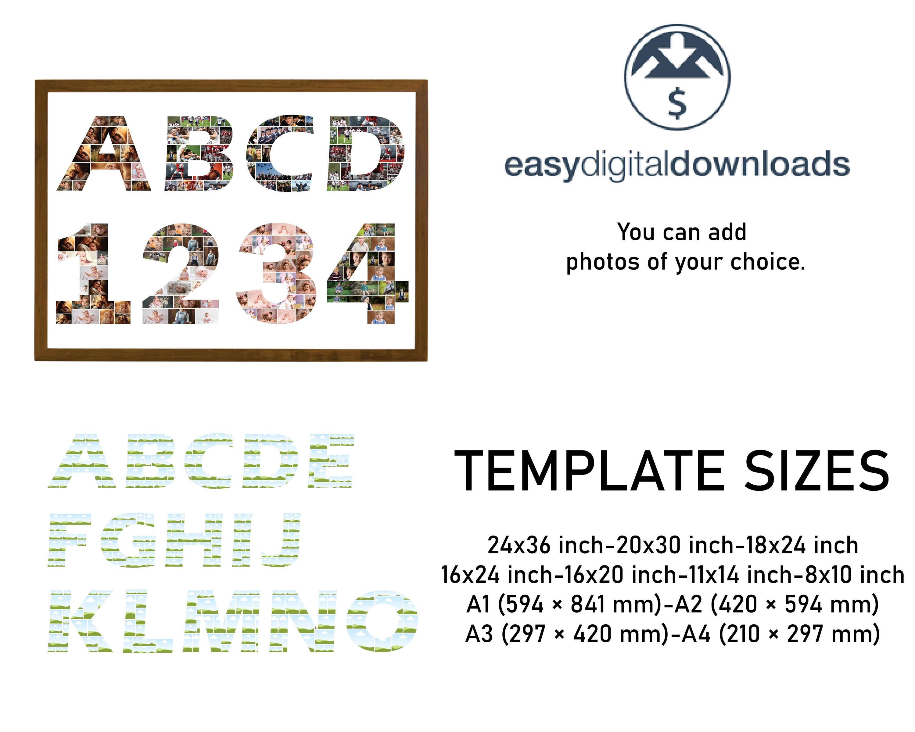 Letters & Numbers Photo Collage Template, Letters Photo Collage ...