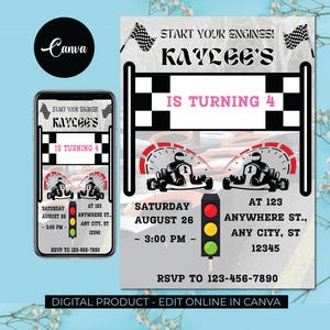 Go Kart Birthday invitation, Karting Invitation, Go Karting Racing invite, Go Kart Party, Go Kart Birthday, Instant Download, Racing invite