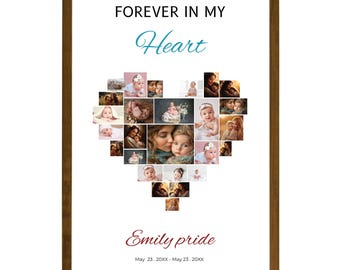Funeral Heart collage Sign, Simple Heart Collage Funeral Program, Celebrating the Life Collage, Memory Collage, Memorial Sign, Personalized